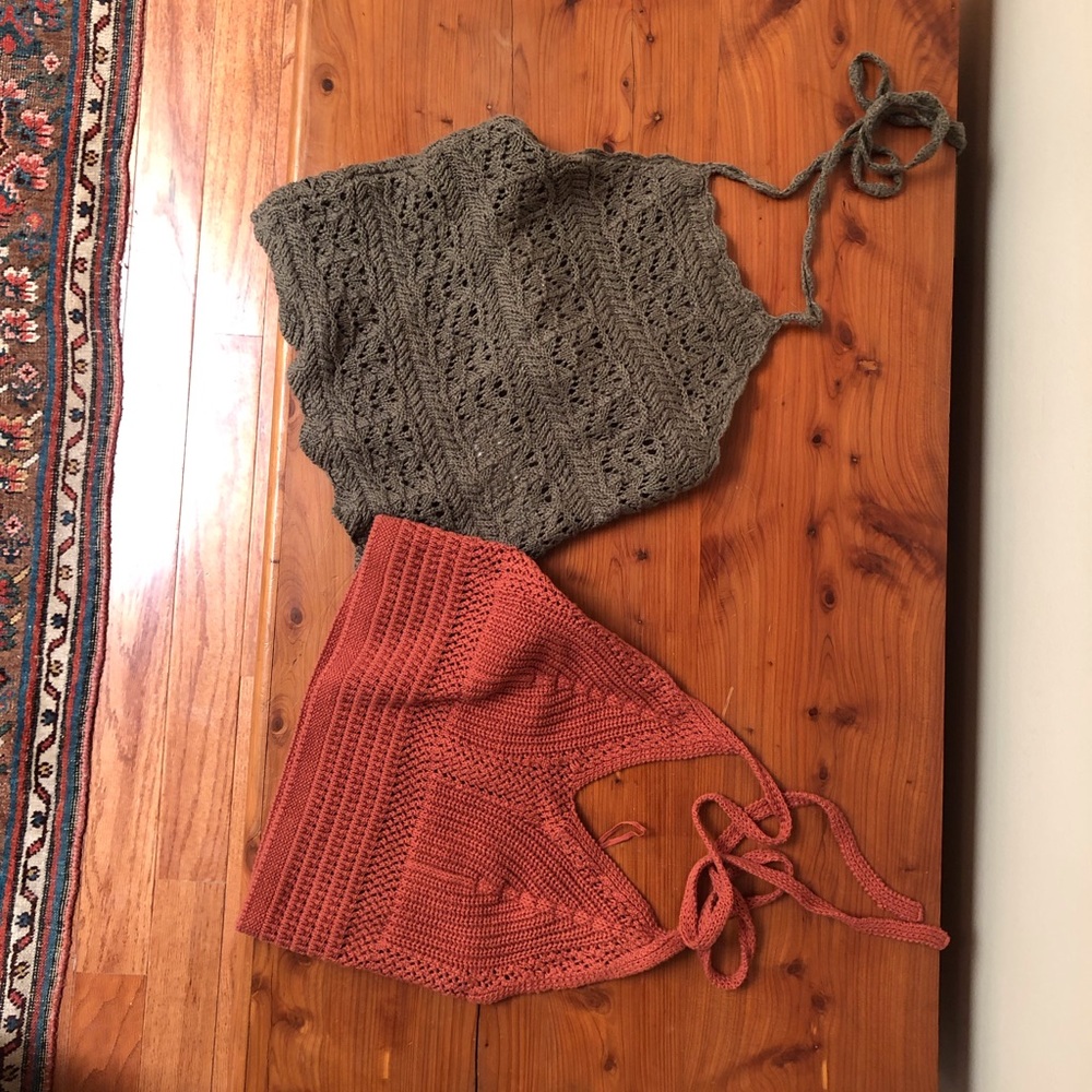Abercrombie and American eagle crochet halter crop tops